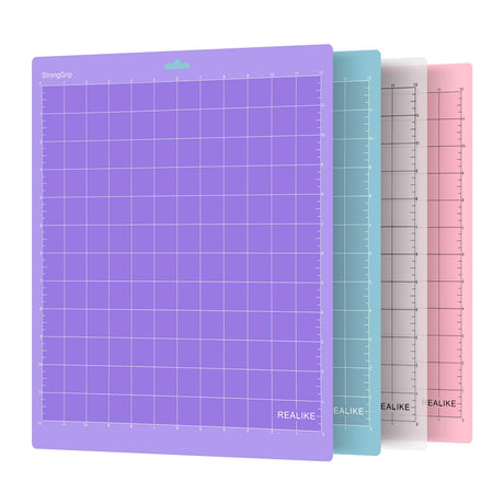 REALIKE Cutting Mat for Cricut Maker 3/Maker/Explore 3/Air 2/Air/One (12x12 inch,4 Mats, StandardGrip/LightGrip/StrongGrip/FabricGrip) Variety REALIKE
