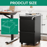 Letaya Mobile File Cabinet with Lock,2 Drawer Under Desk Metal Rolling Filing Cabinets for Home Office Organizer Letters/Legal/A4(Required Letaya