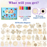 Worgree DIY Wooden Magnets, 36 pcs Wooden Art Craft Supplies Painting Kit for Kids Party Favors for Boys Girls Ages 4-8 8-12 Birthday Easter Crafts Worgree