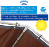 RAINDEWAY 10x20 Feet Super Heavy Duty Tarp 18 Mil, UV Resistant, Weatherproof, Multipurpose Waterproof Poly Tarp with Reinforced Edges, Brown/Gray RAINDEWAY