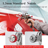 LVLP Spray Gun R500 with 1.3/1.5/1.7/2.0mm Nozzles,Air Regulator and 5 pcs Paint Filters,Automotive Air Paint Sprayer Gun for Painting Car,Furniture DAXINYANG