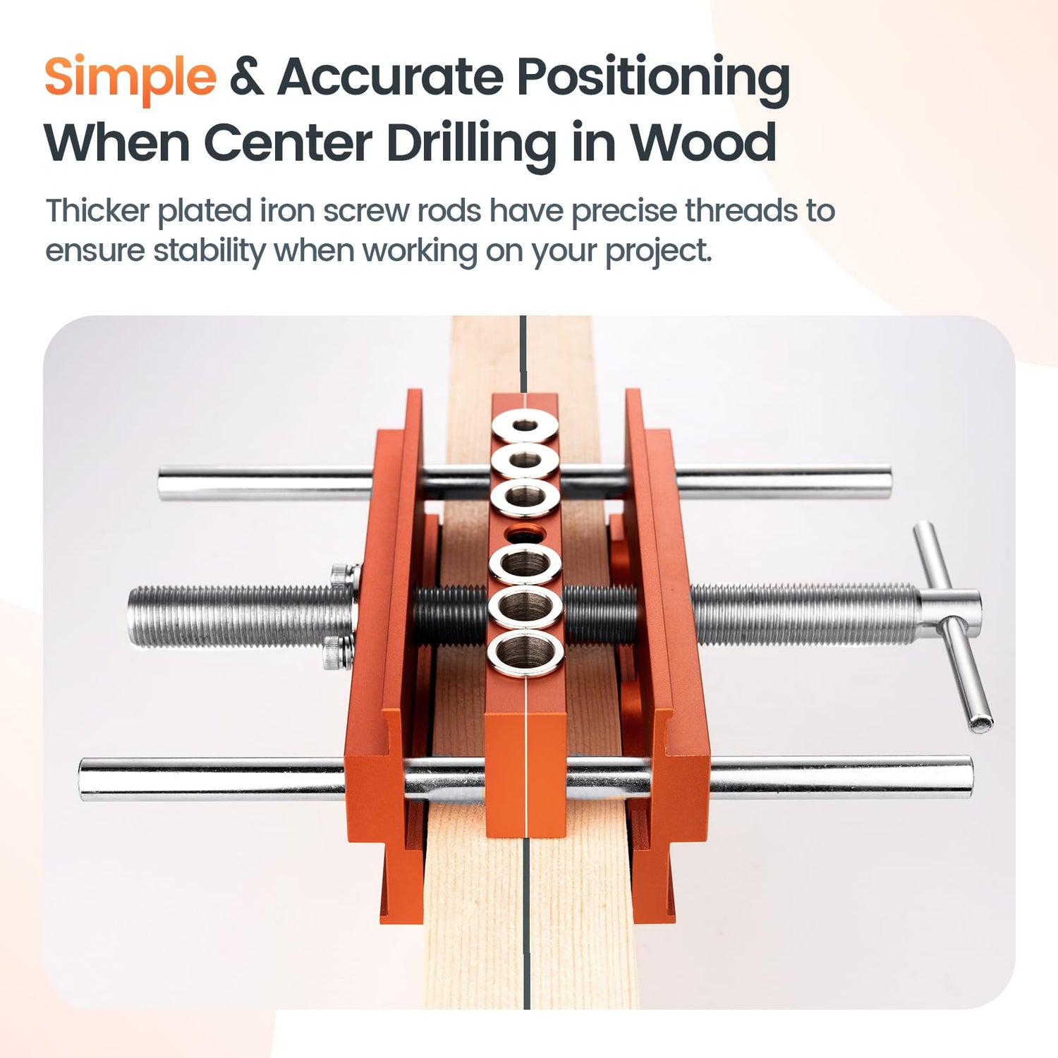 Neitra Self Centering Doweling Jig - 6 Drill Guides for Straight Holes, Adjustable Width Up to 6.75", All Metal Drilling Hole Kit for Wood Dowel Jig, Neitra