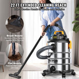 VEVOR Stainless Steel Wet Dry Shop Vacuum, 8 Gallon 6 Peak HP Wet/Dry Vac, Powerful Suction with Blower Function with Attachments 2-in-1 Crevice VEVOR