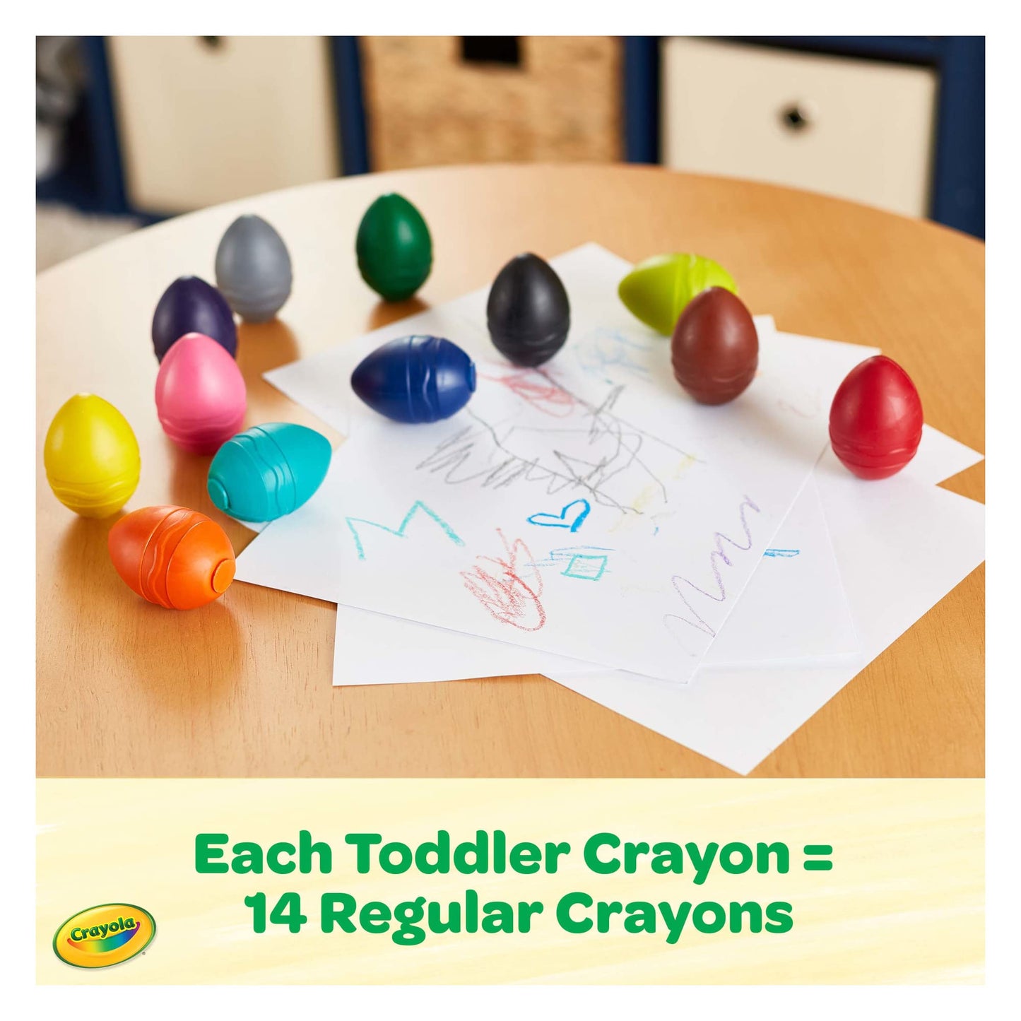 Crayola Toddler Crayons in Egg Shape (12ct), Jumbo Washable Crayons, Big Crayons For Toddlers, Toddler Toys, Holiday Gift, 1+ - WoodArtSupply