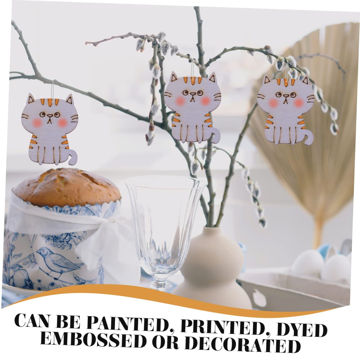 ibasenice 100pcs Wooden Cat Chips Unfinished Cat Wood Plaques Wood Cat Figurine Unfinished Wood Cutouts Animal Wooden Ornaments Wooden Cat Discs ibasenice