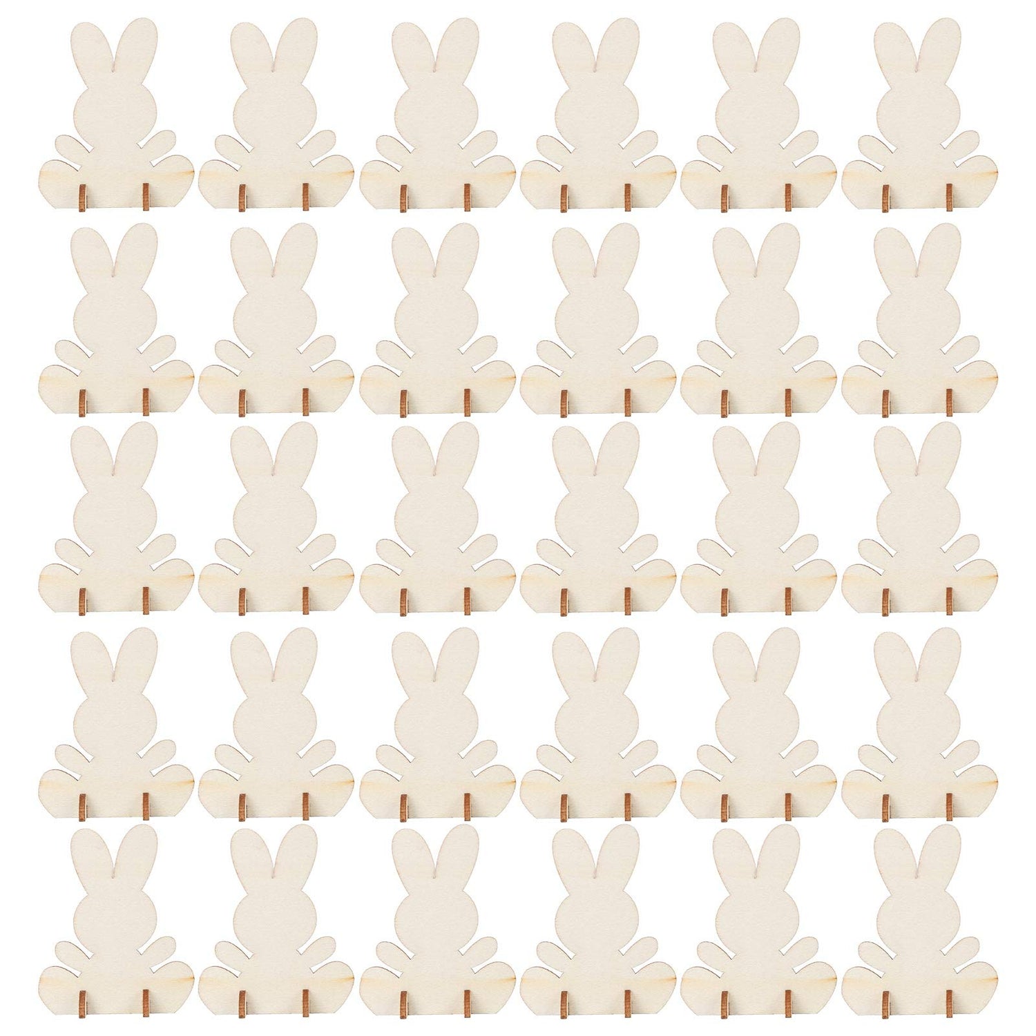 90Pcs Wooden Bunny Cutouts Rabbit Wood Chip Unfinished Craft DIY Home Decoration 3D Ornament Blank for Graffiti Smooth Hztyyier