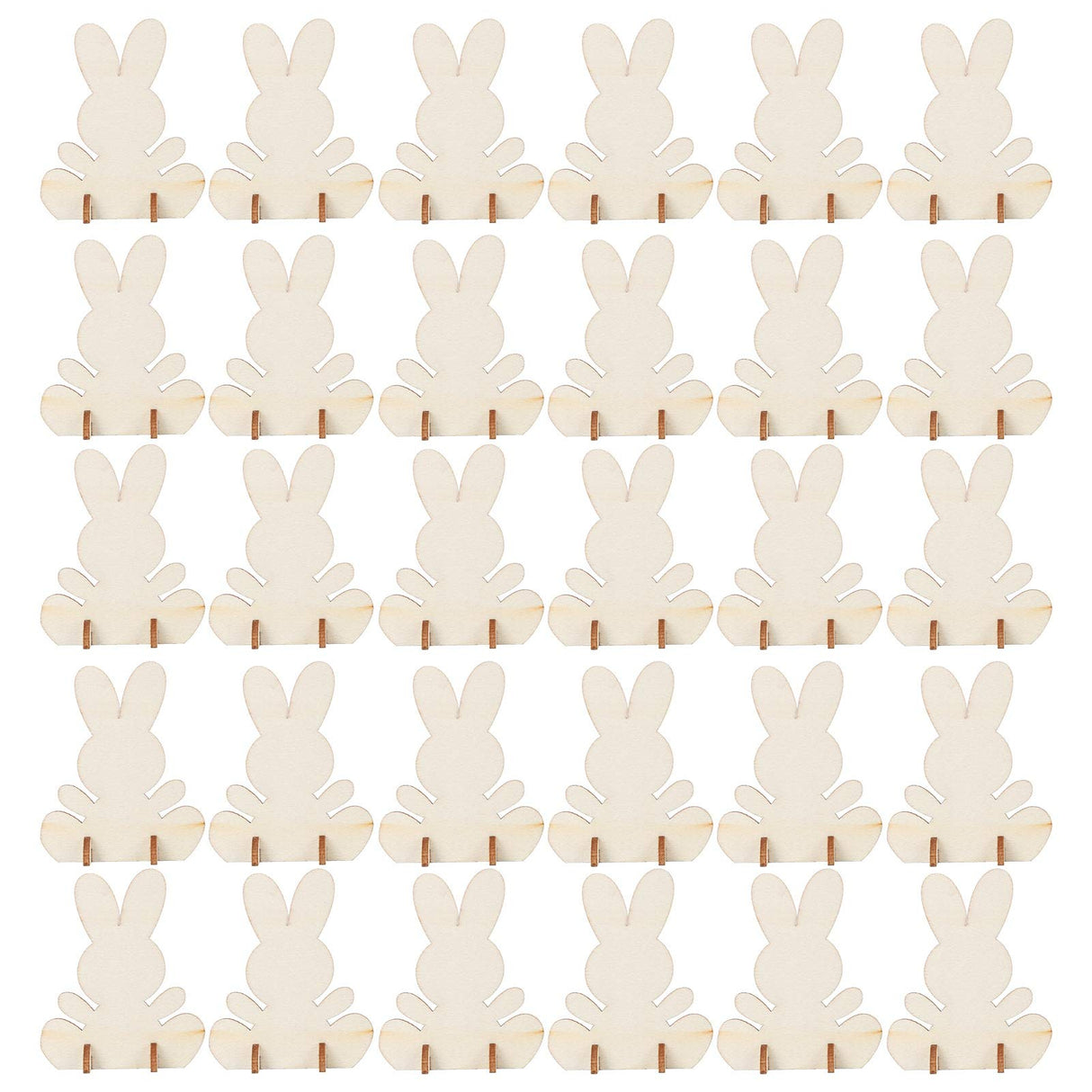 90Pcs Wooden Bunny Cutouts Rabbit Wood Chip Unfinished Craft DIY Home Decoration 3D Ornament Blank for Graffiti Smooth Hztyyier