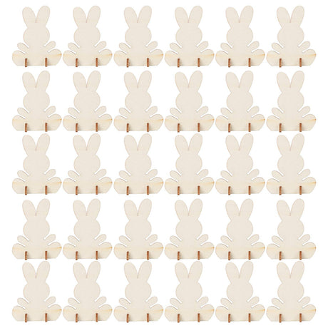 90Pcs Wooden Bunny Cutouts Rabbit Wood Chip Unfinished Craft DIY Home Decoration 3D Ornament Blank for Graffiti Smooth Hztyyier