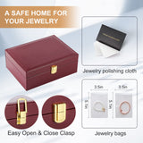 Sanikeon Jewelry Boxes for Women Girls PU Leather Jewelry Organizer Box 2 Layer Large Jewelry Storage Case Removable Tray for Necklace Earring Ring Sanikeon