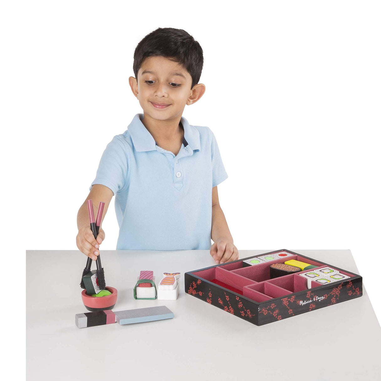 Melissa & Doug Sushi Slicing Play Food Set - Pretend Play Kitchen Toys, Wooden Sushi Food For Play, Pretend Sushi For Kids Ages 3+ Melissa & Doug