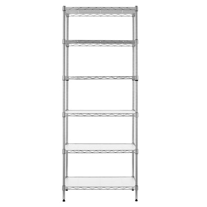 Finnhomy 6-Tier Wire Shelving Unit Adjustable Steel Wire Rack Shelving 6 Shelves Steel Storage Rack or Two 3 Tier Shelving Units with PE mat and