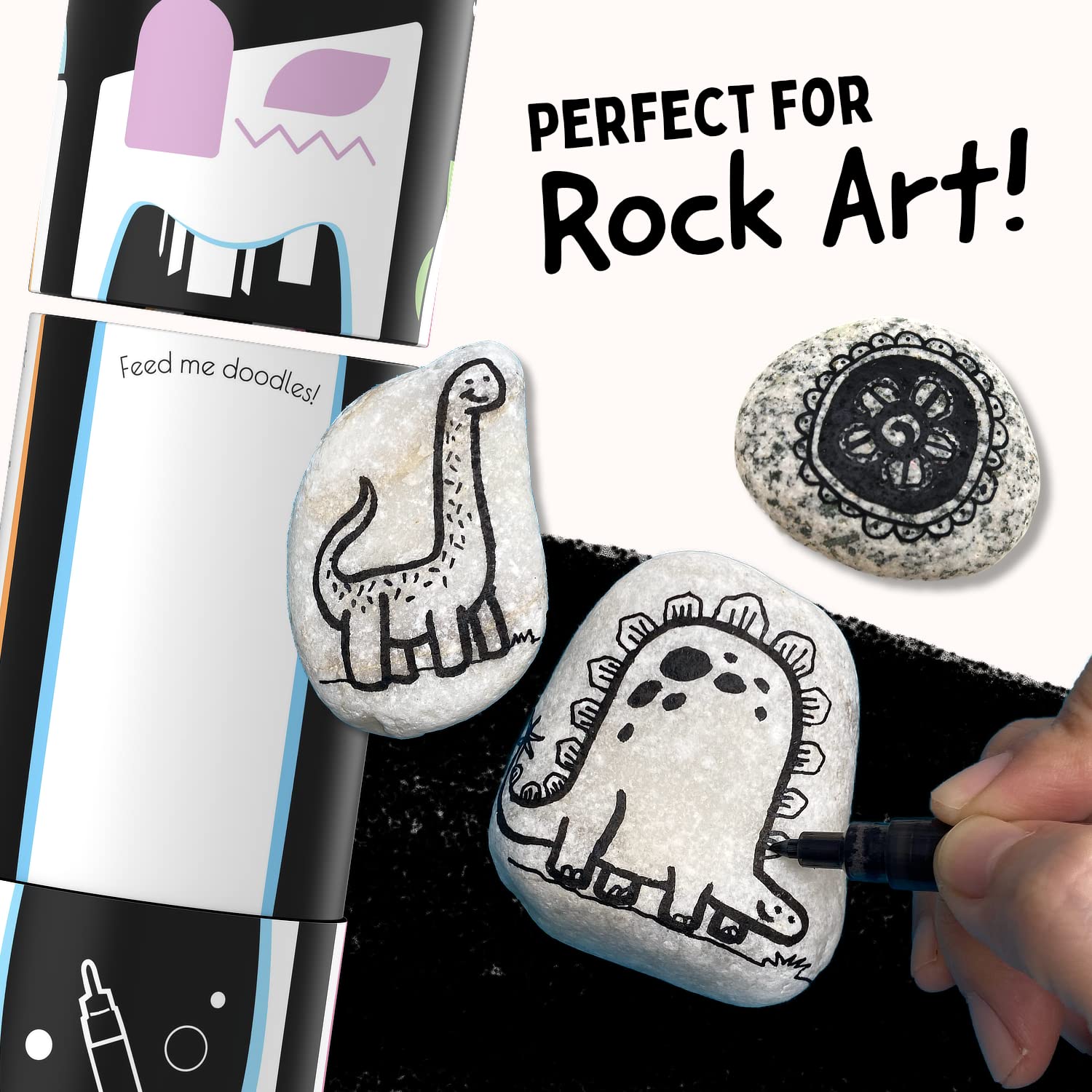 Funcils Acrylic Bundle - 5 White and Black Acrylic Paint Pens Funcils