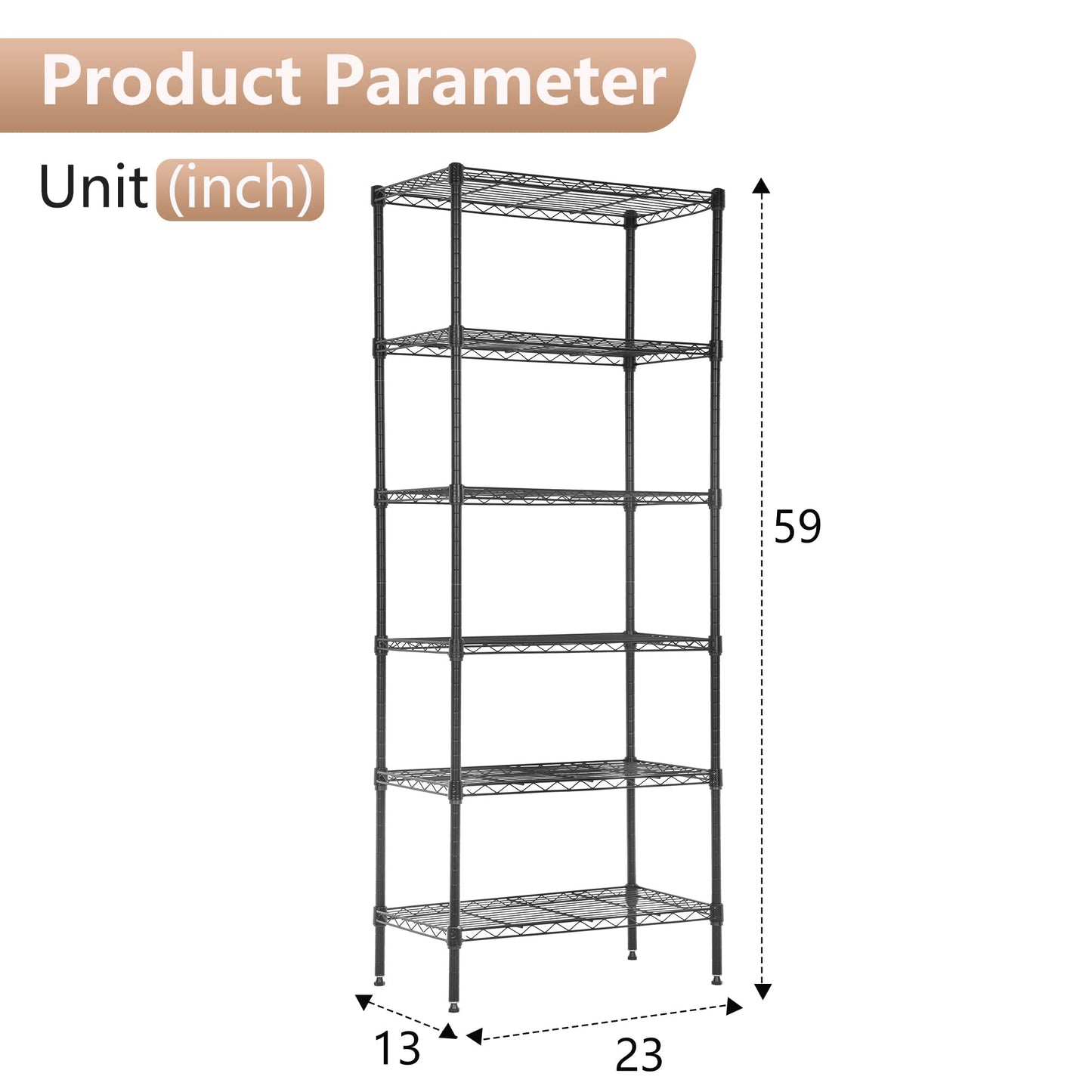 FDW 6 Tier Wire Shelving Units Adjustable Metal Storage Rack 23L x 13W x 59H NSF Pantry Shelves Kitchen Organization Shelf for Kitchen Garage Small - WoodArtSupply