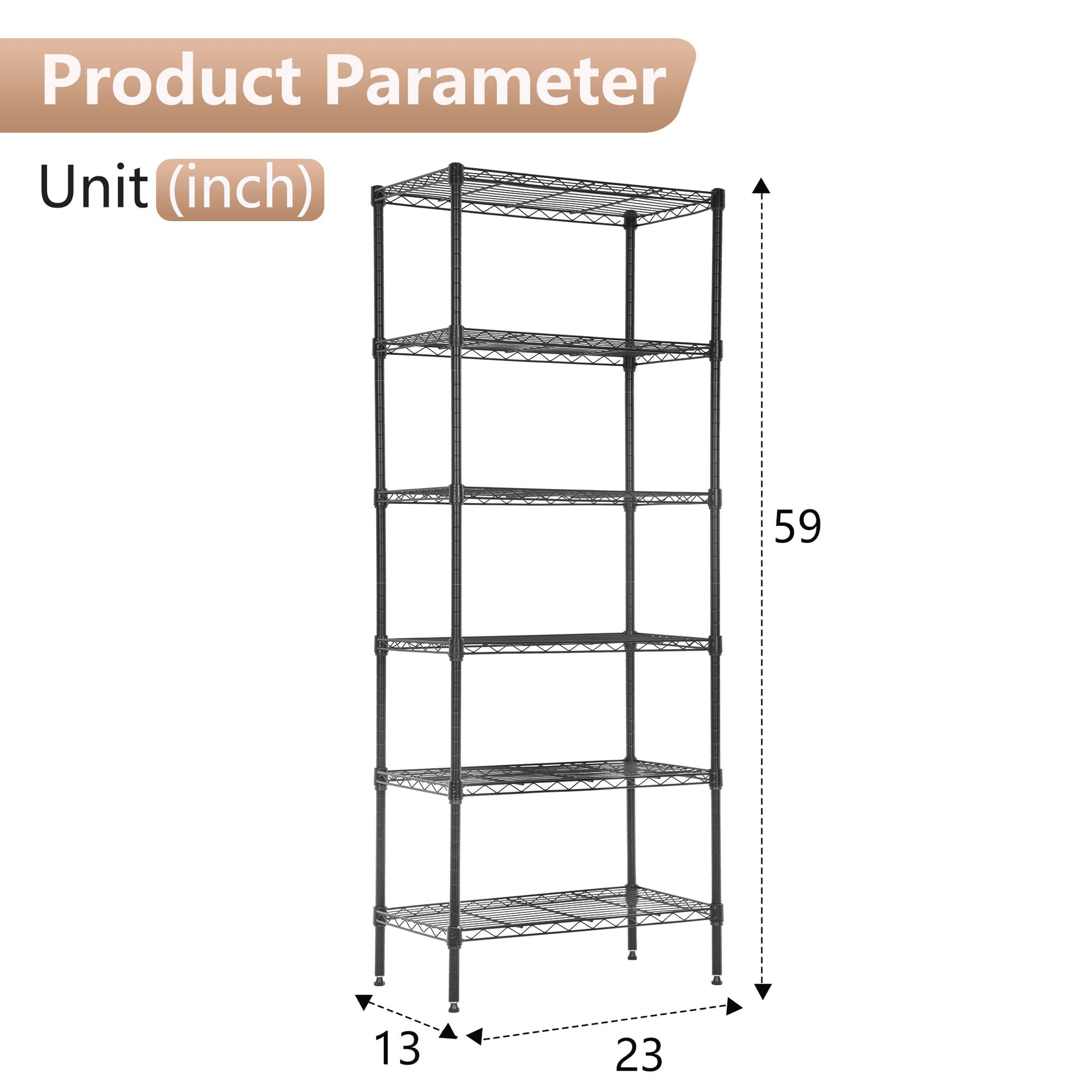 FDW 6 Tier Wire Shelving Units Adjustable Metal Storage Rack 23L x 13W x 59H NSF Pantry Shelves Kitchen Organization Shelf for Kitchen Garage Small - WoodArtSupply