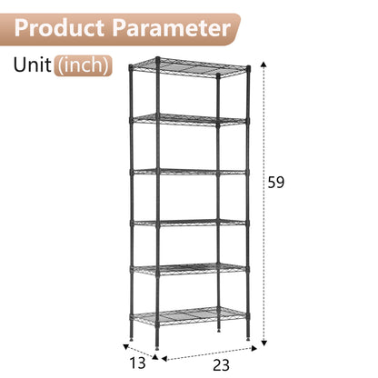 FDW 6 Tier Wire Shelving Units Adjustable Metal Storage Rack 23L x 13W x 59H NSF Pantry Shelves Kitchen Organization Shelf for Kitchen Garage Small - WoodArtSupply