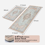 Collive Boho Kitchen Mat 2PCS Cushioned Kitchen Mats for Floor, Anti-Fatigue Mat Waterproof Kitchen Rug Set of 2 Non-Skid Comfort Standing Mat for Collive