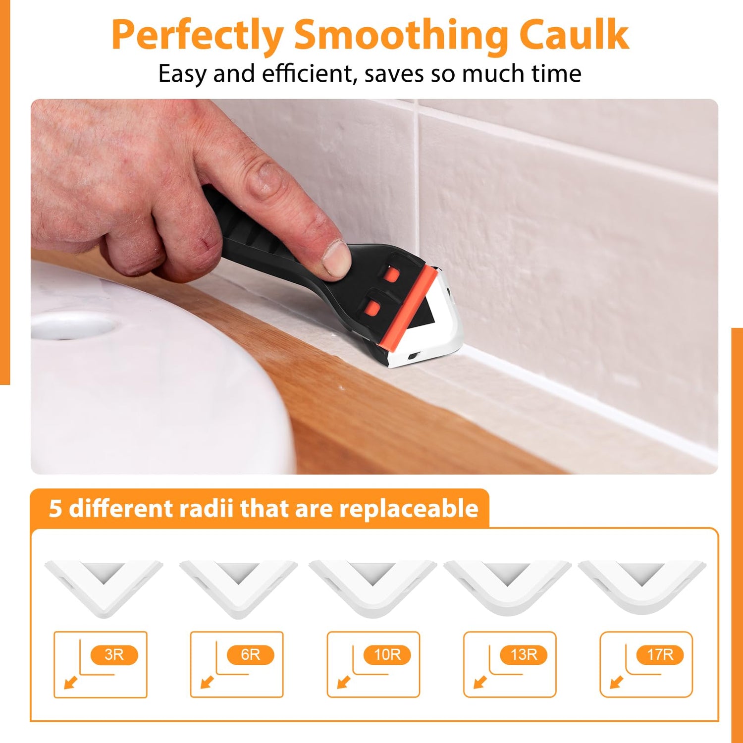 Silicone Caulking Tool Caulk Remover 3 in 1 - Upgraded Grout Removal Tool Kit Smooth Caulk for Bathroom Tub Shower Window Floor Glue Trowel Paint HELEMAN
