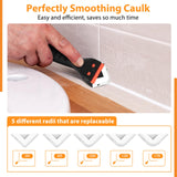 Silicone Caulking Tool Caulk Remover 3 in 1 - Upgraded Grout Removal Tool Kit Smooth Caulk for Bathroom Tub Shower Window Floor Glue Trowel Paint HELEMAN