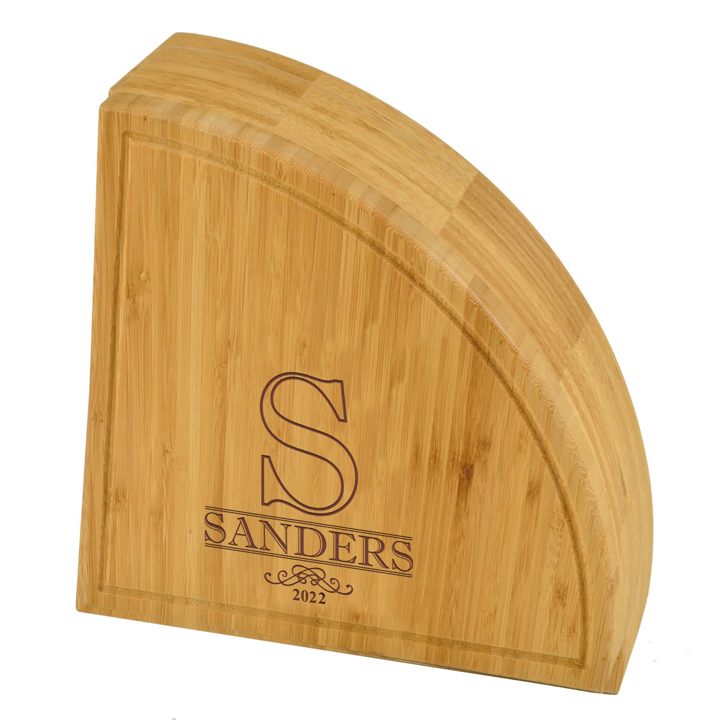 Picnic at Ascot Delux Custom Engraved Bamboo Cheese/Charcuterie Cutting Board - Patented Design - Quality Assured - WoodArtSupply