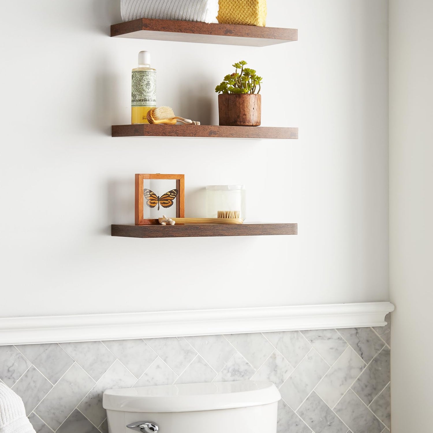 BAYKA Floating Wood Shelves - Wall Mounted for Bathroom,Bedroom,Living Room,Kitchen,Small Hanging Shelf for Books/Storage/Room Decor with 22lbs BAYKA