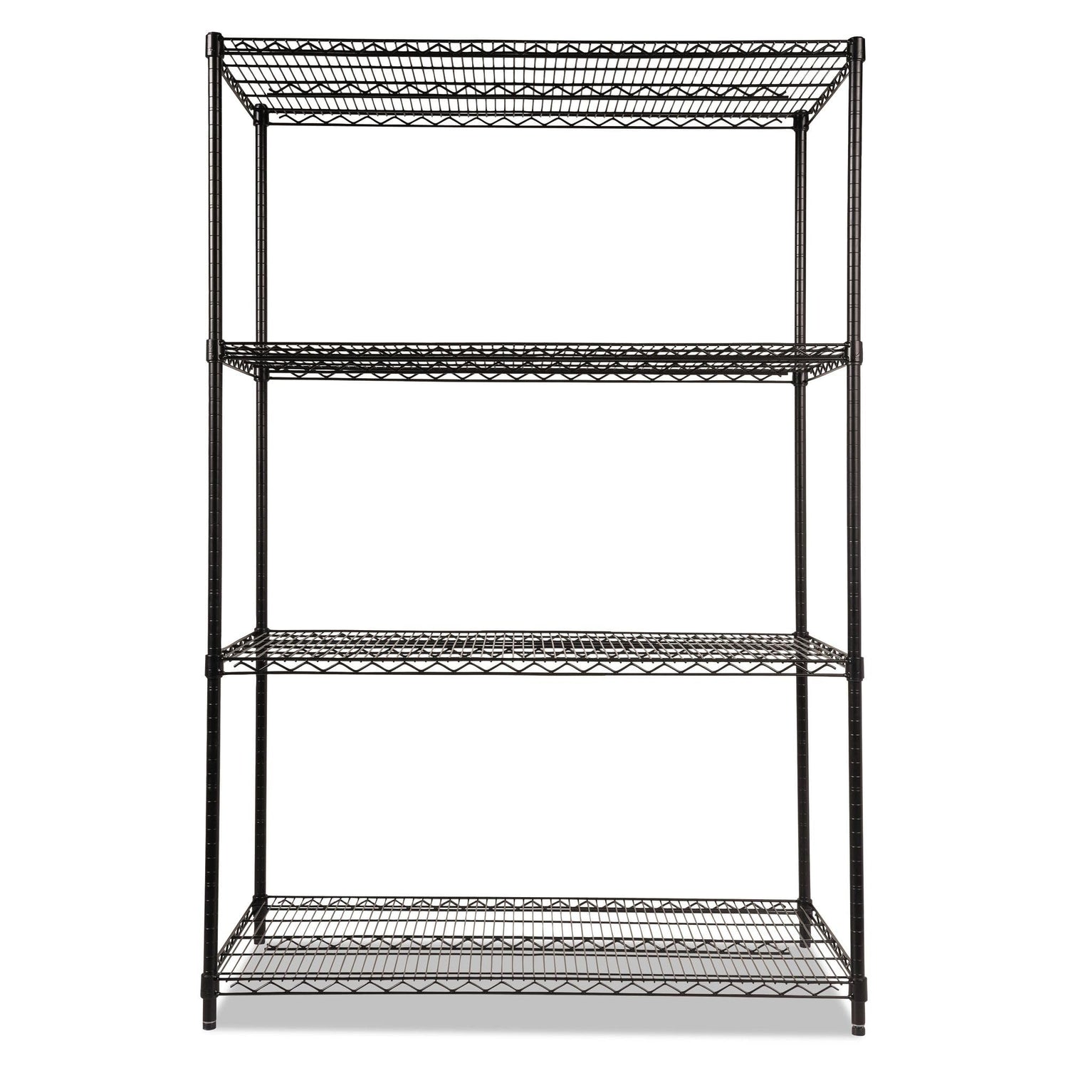 Alera ALE Industrial Heavy-Duty Wire Shelving Starter Kit, 4-Shelf, 48w x 24d x 72h, Black Alera