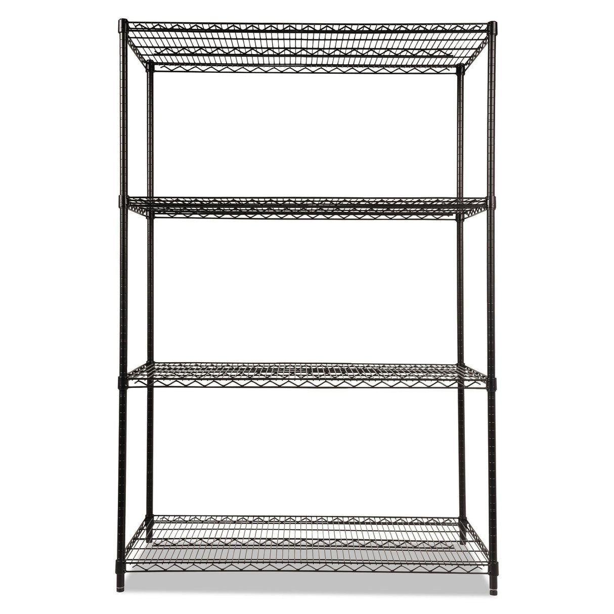 Alera ALE Industrial Heavy-Duty Wire Shelving Starter Kit, 4-Shelf, 48w x 24d x 72h, Black Alera