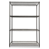 Alera ALE Industrial Heavy-Duty Wire Shelving Starter Kit, 4-Shelf, 48w x 24d x 72h, Black Alera