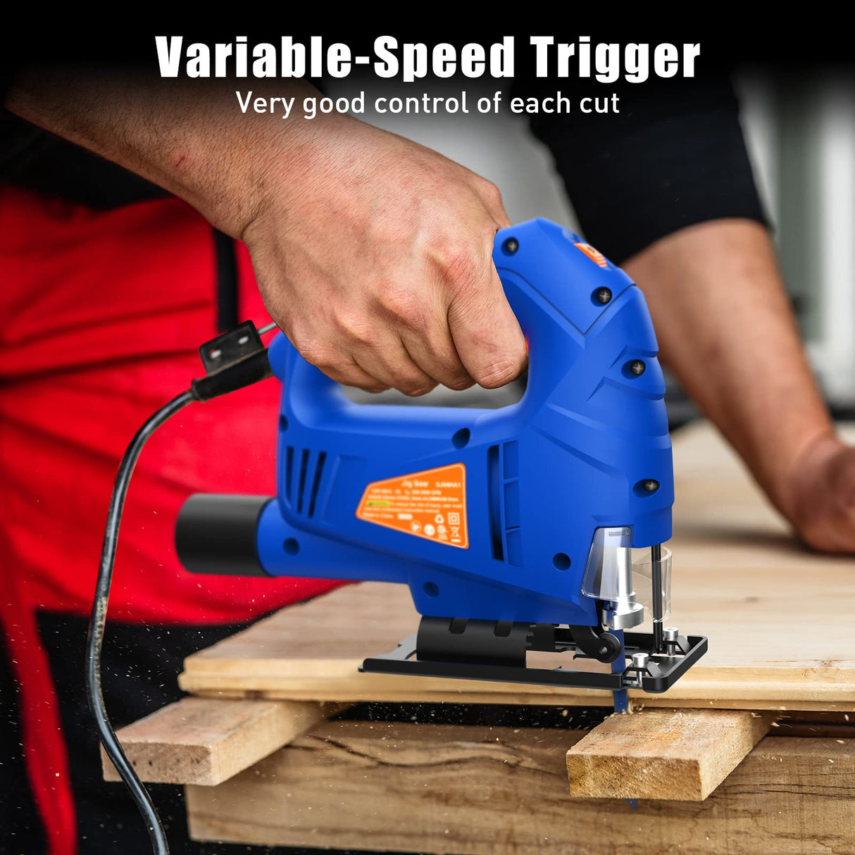 SORAKO Jigsaw, 5.0Amp Jig Saw Tool Corded Electric Power Cutter,800-3000 SPM Jig Saw, 6 Variable Speed, 0°-45° Bevel Cutting, 4 Orbital Sets, for SORAKO