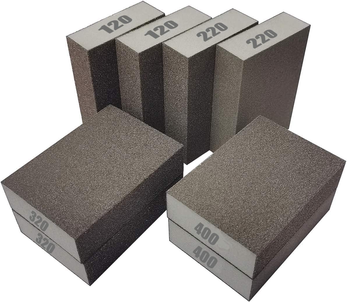 8 PCS Sanding Sponge,120 220 320 400 Coarse Medium Fine Grit Sanding Block, Sander Sponges for Drywall Metal, Sandpaper Sponge Sanding Blocks for SACKORANGE
