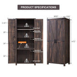 OKD 32'' Rustic Farmhouse Armoire with Adjustable Shelves and Barn Doors OKD