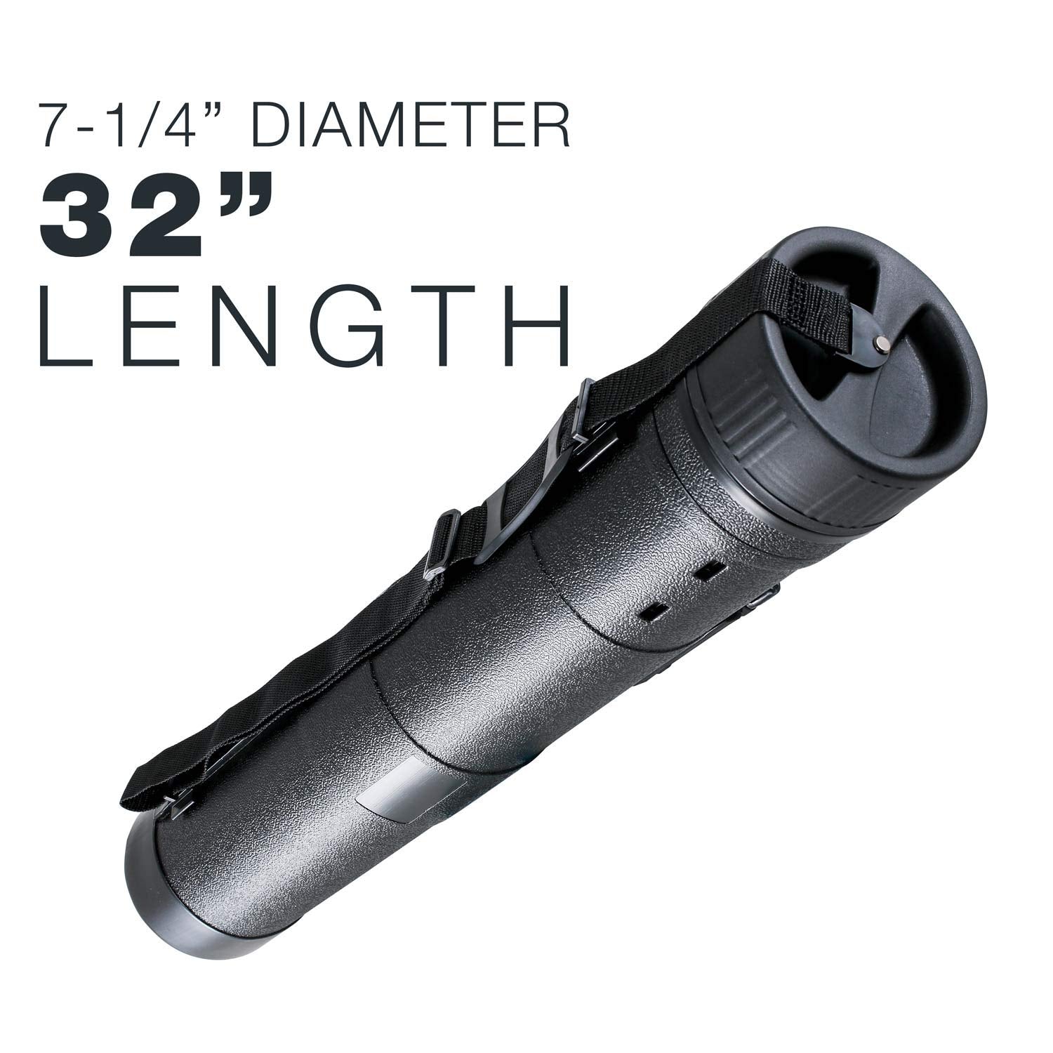 U.S. Art Supply Extra Large Black Telescoping Drafting Tube - Outside Diameter: 7-1/4 inch, Inside Diameter: 6-5/8 inch, Length: 32 to 52 inches US Art Supply