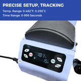 POVOKICI 2 in 1 Automatic Hat Heat Press Machine for Caps with 2pcs Interchangeable Platens, Blue Easy Cap Press Machine for Hats and HTV Iron On and POVOKICI