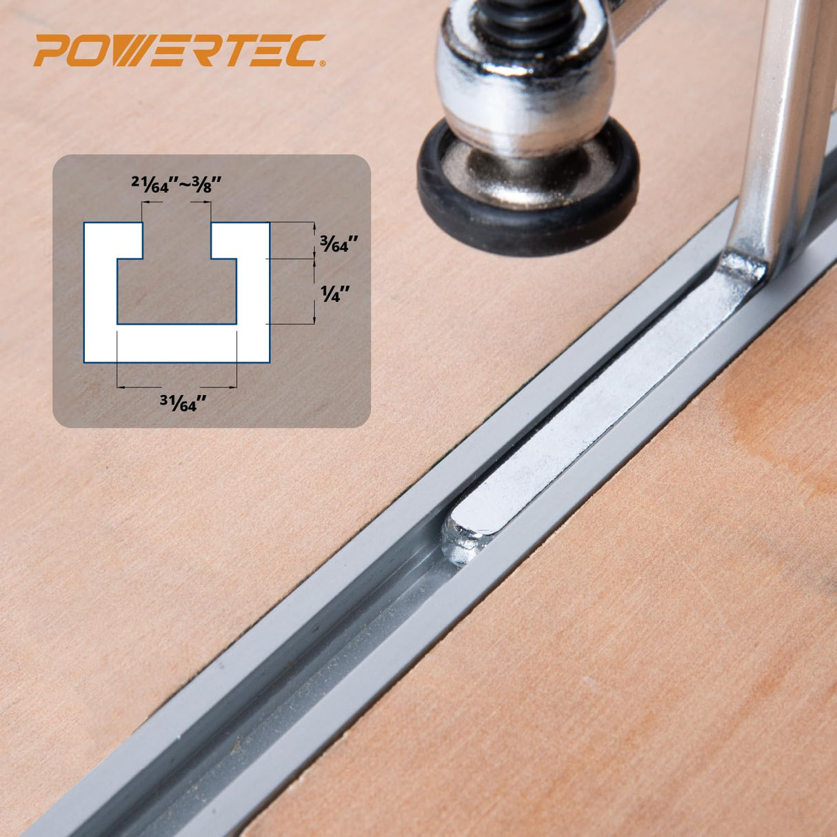 POWERTEC 71410 Quick Screw Guide Rail Clamp for MFT Table and Track Saw Guide Rail System, 5-3/8” Capacity x 2-3/8” Throat Depth, 400lbs Clamping POWERTEC