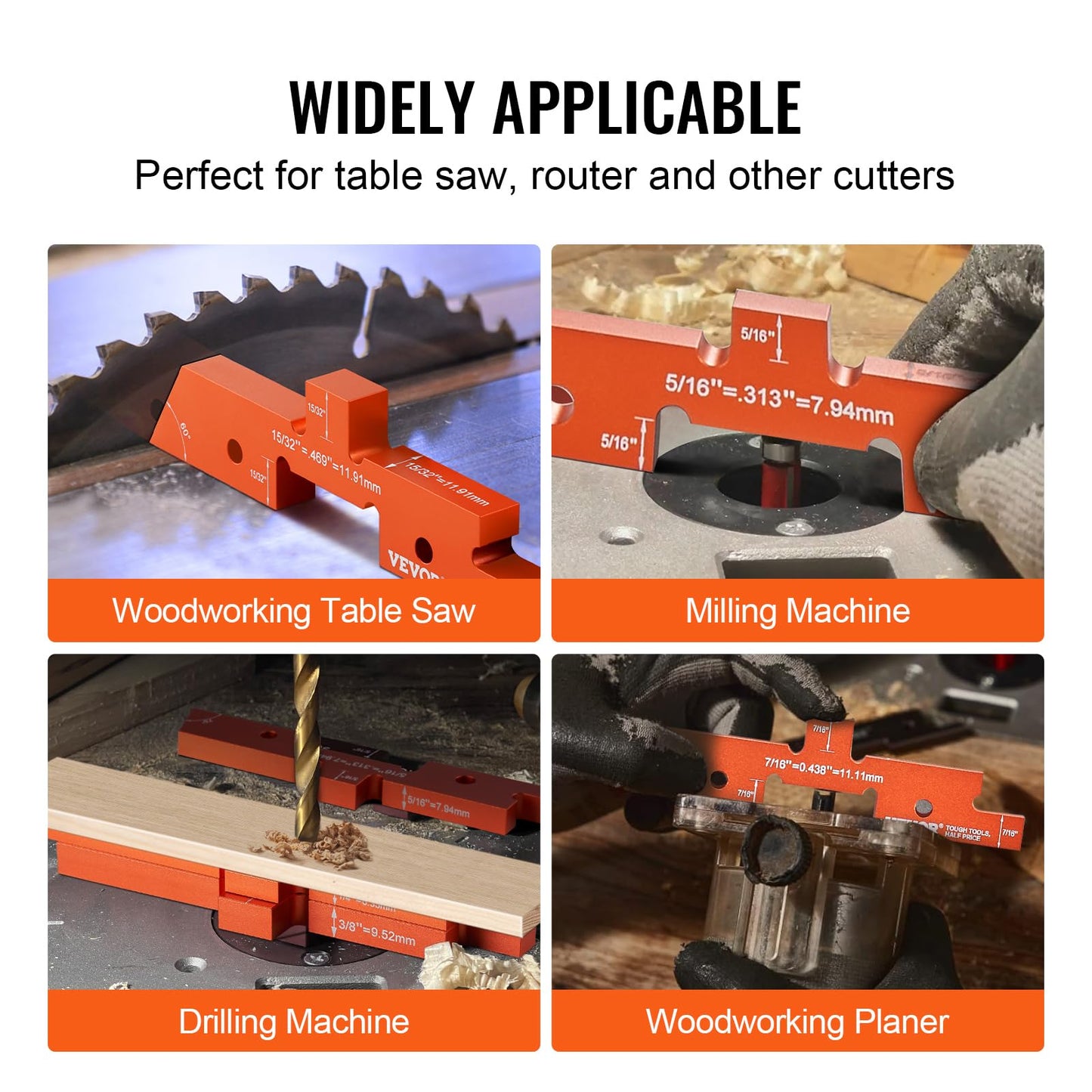 VEVOR Router Table Setup Bars, 14 pcs, Precision Aluminum Setup Blocks Height Gauge Set, with Laser Engraved Size Markings Storage Case, Measuring - WoodArtSupply