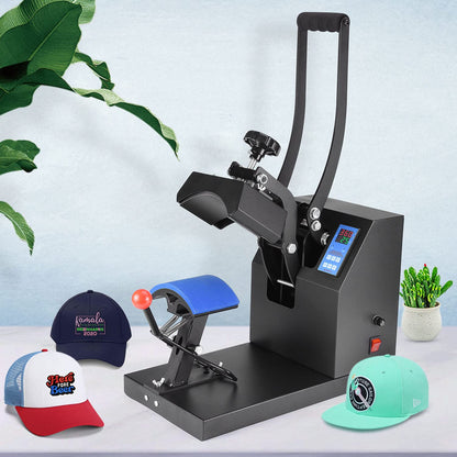 PNKKODW Hat Press Digital Baseball Cap Heat Press Machine 6x3.5 Inch Clamshell Design Curved Element Cap Sublimation Transfer Press with LCD Timer - WoodArtSupply