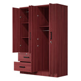 Woodpeckers Furniture And Mattress 4 Doors Wardrobe 2 Drawers with Shelves 72" high (Mahogany) Woodpeckers Furniture And Mattress