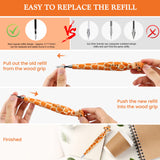 VIPbuy 2 Count 100% Handmade Wood Carved Gel Ink Pens -Novelty Refillable Writing Pens Office School Supplies Birthday Christmas Gift, Giraffe VIPbuy