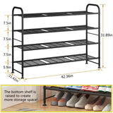 LINZINAR Shoe Rack 4 Tier Storage Organizer for Closet Entryway Metal Black LINZINAR
