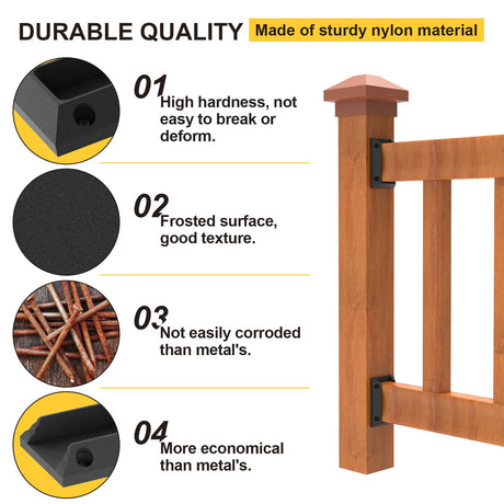 Goovilla Deck Railing Bracket Connectors, 2x4 Brackets for Railing Wood Lumber Post, 20 PCS Sturdy Nylon Deck Rail Bracket with 120 PCS Coating Goovilla