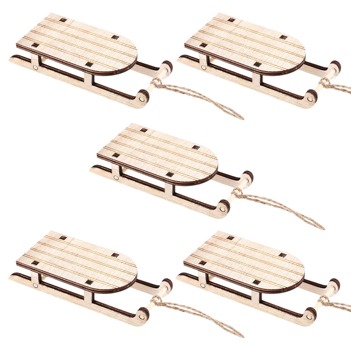 The Office Ornaments 5 Pcs Christmas Sled Ornaments Unfinished Wood Miniature Sleigh for Xmas Tree Hanging Decoration Christmas Sled Decor SEWACC