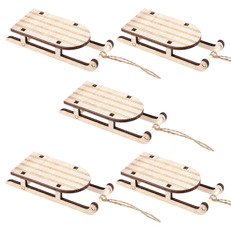 The Office Ornaments 5 Pcs Christmas Sled Ornaments Unfinished Wood Miniature Sleigh for Xmas Tree Hanging Decoration Christmas Sled Decor SEWACC