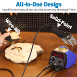 WEP 939D-VII 2-IN-1 Wood Burning Kit 84-IN-1 with 51 Solid Points and 23 Wire Nibs Wood Burner with 2 Letter Number Stencils, 6 Unfinished Wood, 1 WEP