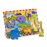 Melissa & Doug Safari Wooden Chunky Puzzle (8 pcs) - Wooden Puzzles for Toddlers, Animal Puzzles For Kids Ages 2+ - FSC-Certified Materials , 12" x Melissa & Doug