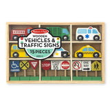 Melissa & Doug Wooden Vehicles and Traffic Signs With 6 Cars and 9 Signs Melissa & Doug