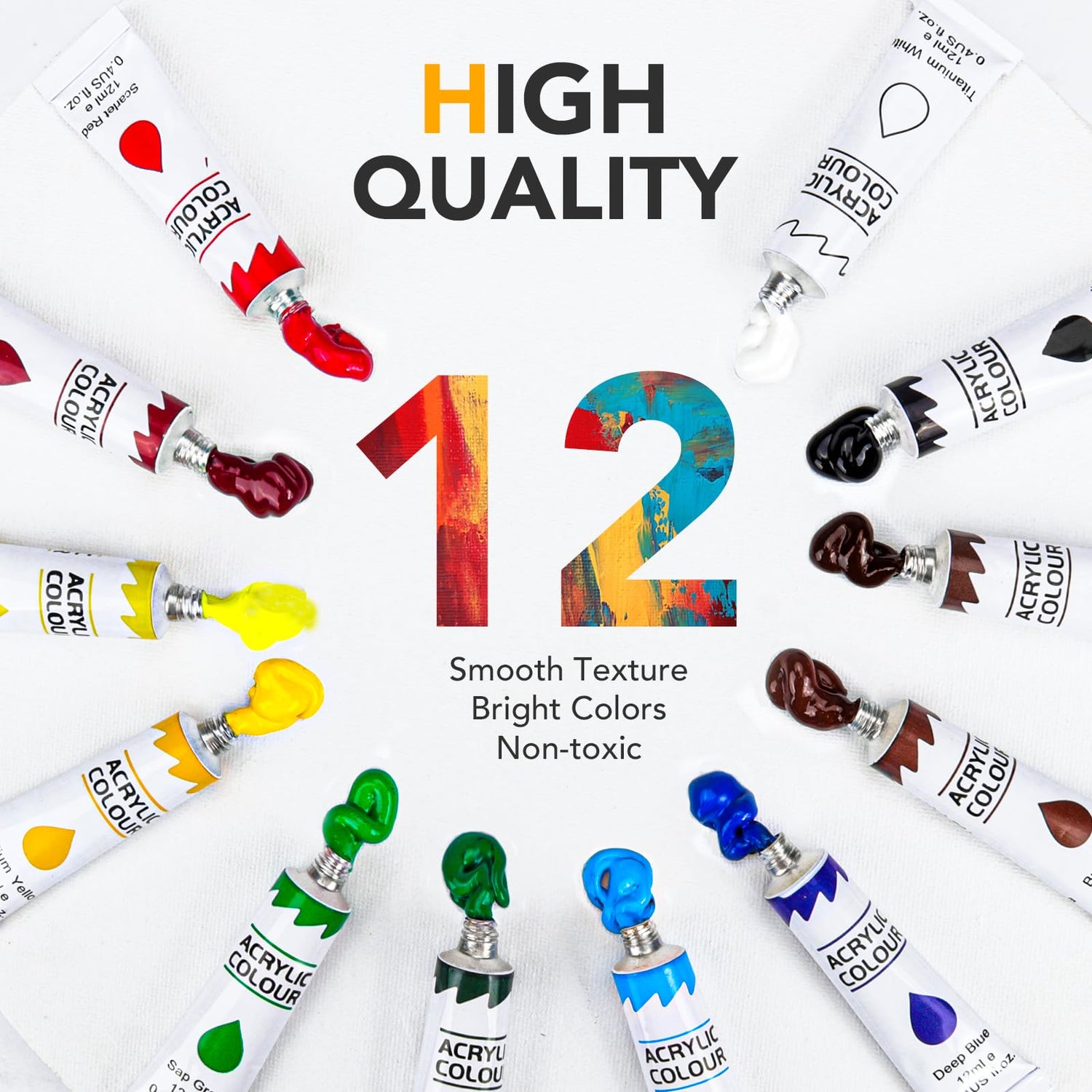 Acrylic Paint Canvas Set,104 Piece Professional Painting Supplies Kit with 4 Wood Easel,4 * 12Colors,4 * 10 Brushes,Circular Canvas Etc,Premium Paint ESRICH