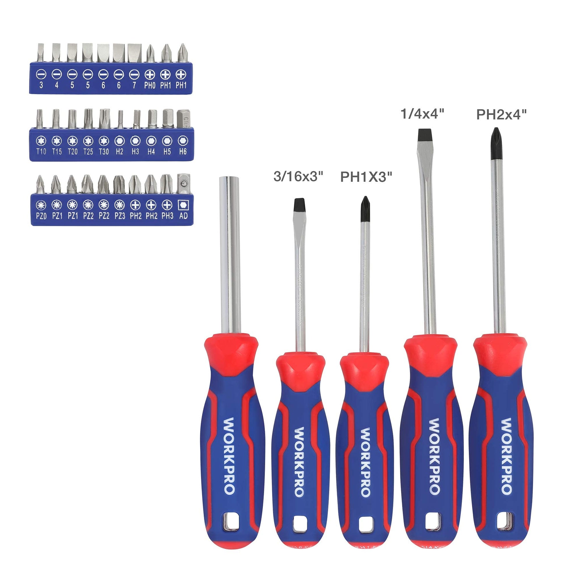 WORKPRO 87 Piece Household Hand Tool Kit, General Auto Repair Tool Set with Pliers, Screwdrivers, Sockets, Wrenches and Toolbox Storage Case, - WoodArtSupply