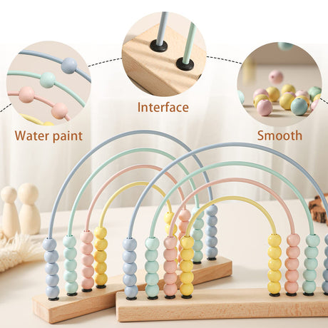 ibwaae Wooden Rainbow Abacus Beads Counting Toys Kids Early Math Skills Montessori Educational Learning Games for Toddler ibwaae