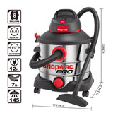 Shop-Vac 8 Gallon 6.0 Peak HP Wet/Dry Vacuum, Stainless Steel Tank, Portable Shop Vacuum with Multifunctional Attachments for Jobsite, Garage & Shop-Vac