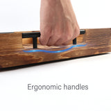 LotFancy Large Ottoman Tray for Living Room, 17x13'' Wood Serving Tray with Handles, Home Décor for Coffee Table, Sofa, 2 Skidproof Coasters Included LotFancy