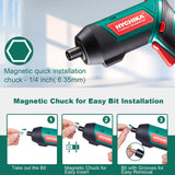 Cordless Screwdriver 6 N.m, HYCHIKA 4V 2000mAh Electric Screwdriver Gun, Adjustable 2 Position Handles, Front LED, DC Charging, 20pcs Accessories HYCHIKA BETTER TOOLS FOR BETTER LIFE